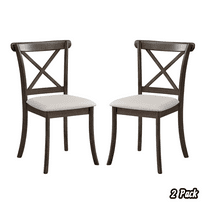 Hassch Farmhouse Dining Chairs Set of 2, Modern Kitchen Side Chairs with “X”-Shaped Cross Back, Upholstered Fabric Cushion Seat, Solid Rubber Wood Frame for Dining Room or Breakfast Nook (Brown)
