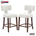 thumbnail image 1 of Hassch Farmhouse Upholstered Counter Height Bar Stools Set of 2, Linen Fabric Padded Seat with Curved Backrest, Copper Nail Accent, Solid Wood Frame, 300 lbs Capacity, Beige, 1 of 10