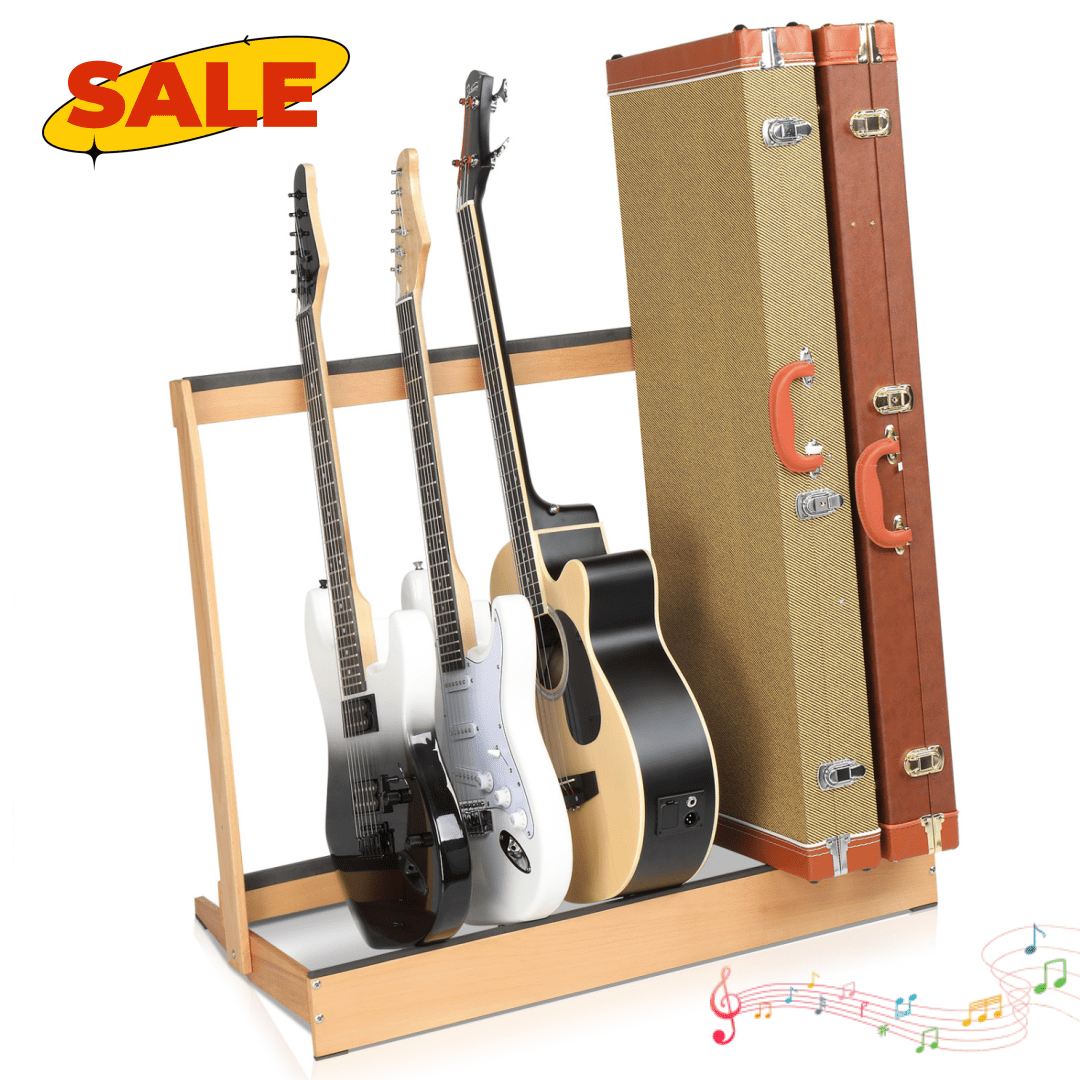 Hassch Folding Guitar Case Stand, Hardwood Instrument Rack for Home Decor, Studio Display, Natural