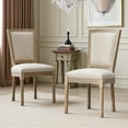 thumbnail image 1 of Hassch French Country Dining Chairs Set of 2, Upholstered Side Chairs with Solid Wood Frame, Cream Linen Square Backrest and Padded Seat, Easy to Assemble, 1 of 9