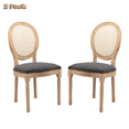 thumbnail image 1 of Hassch French Country Dining Side Chairs Set of 2, Farmhouse Kitchen Armless Chairs with Oval Rattan Backrest, Gray Upholstered Linen Padded Seat, and Solid Wood Legs, 1 of 9