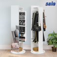 thumbnail image 1 of Hassch Full Length Mirror Jewelry Cabinet 360° Rotatable, Standing Mirror With Jewelry Storage Shelves, Jewelry Organizer with Coat Rack, White, 1 of 7
