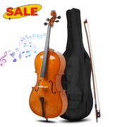 Hassch Full-Size Cello, Beginner Cello 4/4, Acoustic Cello Kit with Portable Bag, Bow, Bridge, Rosin, String Musical Instruments, Natural