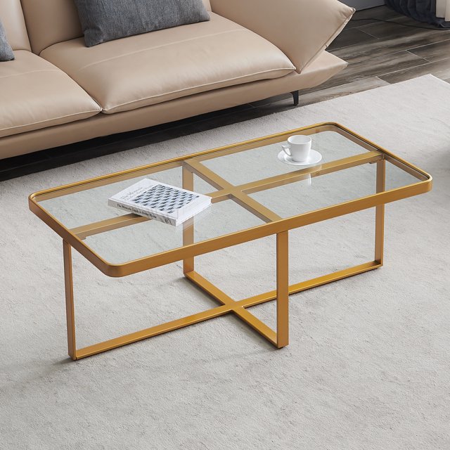 Illustration of Polish Glass Coffee Table In Living Room