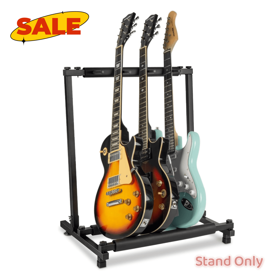 Hassch Guitar Stand Rack with Folding Design, Portable Guitar Holder for 3 Guitars, Guitar Display for Studio & Home, Black