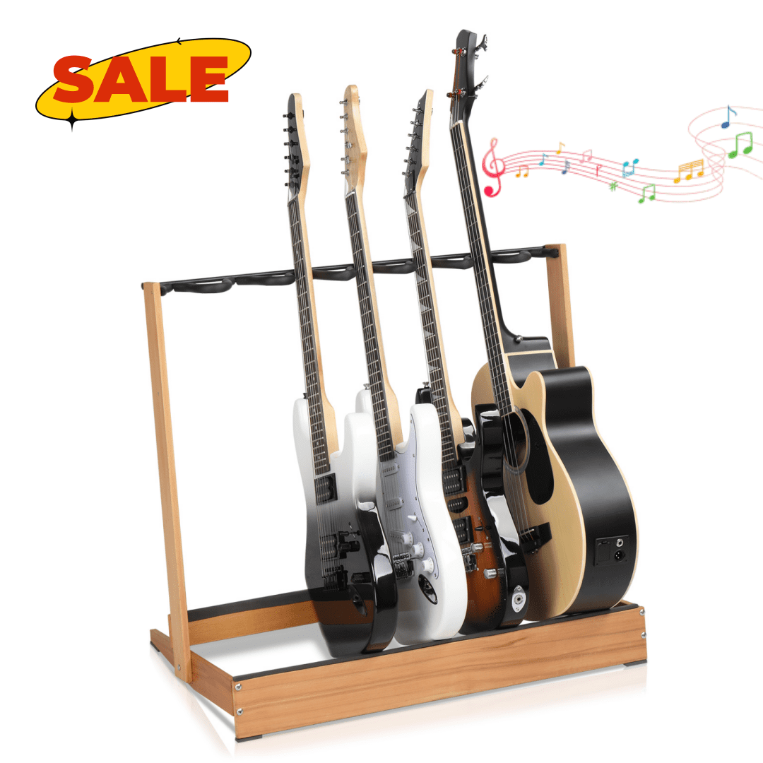 Hassch Hardwood Guitar Rack, Folding Instrument Rack Holder for Home Music Studio, Natural