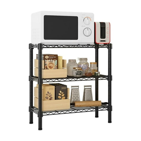 Hassch Heavy Duty Metal Wire Rack, 3-Tier Shelving Unit, Utility Storage Shelves for Kitchen, Garage, Black