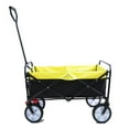 thumbnail image 1 of Hassch Heavy Duty Steel Frame Collapsible Folding 150 Pound Capacity Outdoor Beach Garden Utility Wagon Cart with 4 All Terrain Wheels, Black & Yellow, 1 of 10