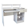 thumbnail image 1 of Hassch Home Office Computer Writing Desk with 1 Drawer, 2-layers Storage Shelves, White, 1 of 8