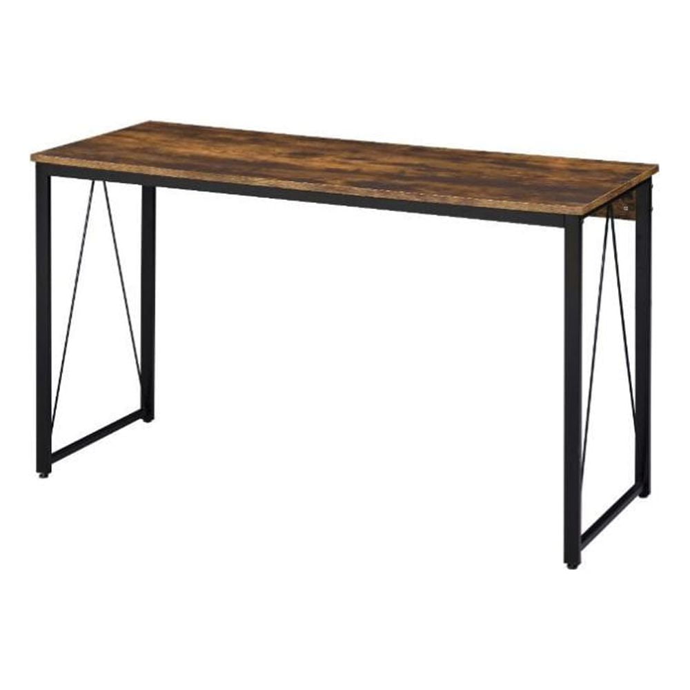 Rustic Brown Adjustable Height Wood Desk with Hutch and Drawer