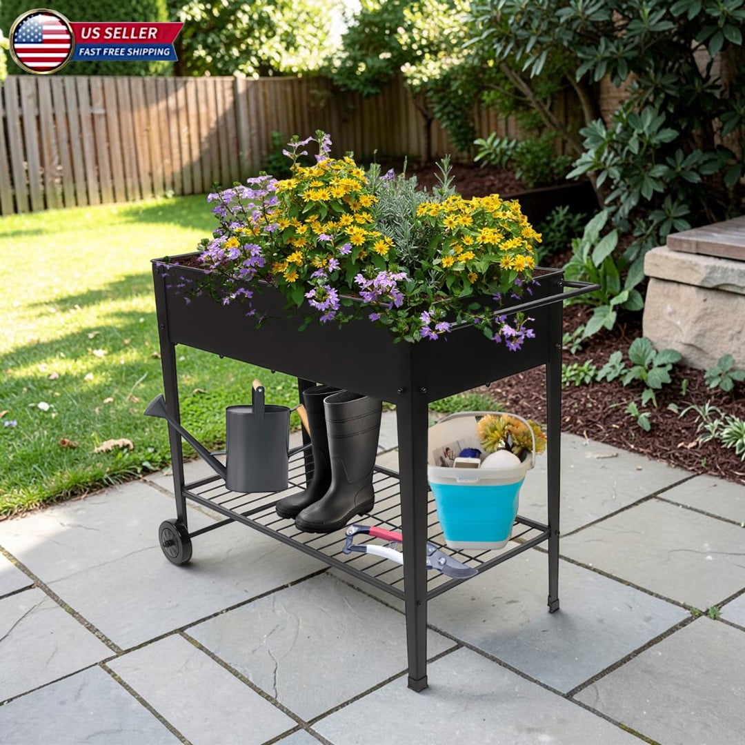 Planting Storage Box Hassch Iron Raised Planting Box with Wheels – 38.19
