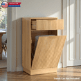 thumbnail image 1 of Hassch Kitchen Trash Cabinet with Tilt-Out Hamper Design, Hidden 10–13 Gallon Garbage Bin Holder, Drawer Storage & Odor-Concealing Wood Cabinet for Small Spaces, Apartment, RV, Bathroom (Oak), 1 of 9