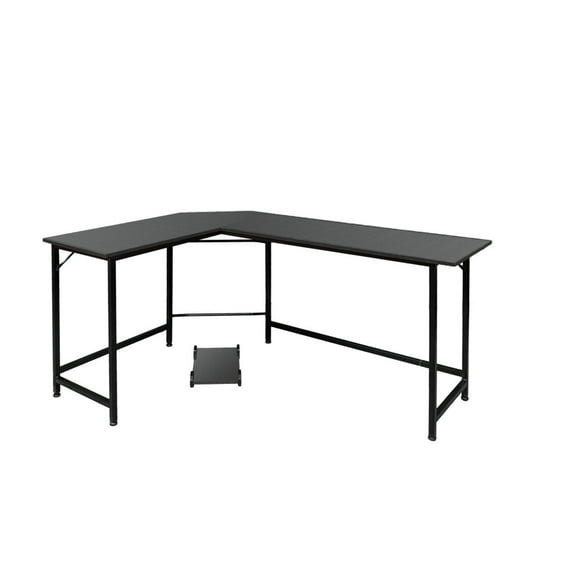 Hassch L-Shaped Desk Modern Office Computer Table, Black