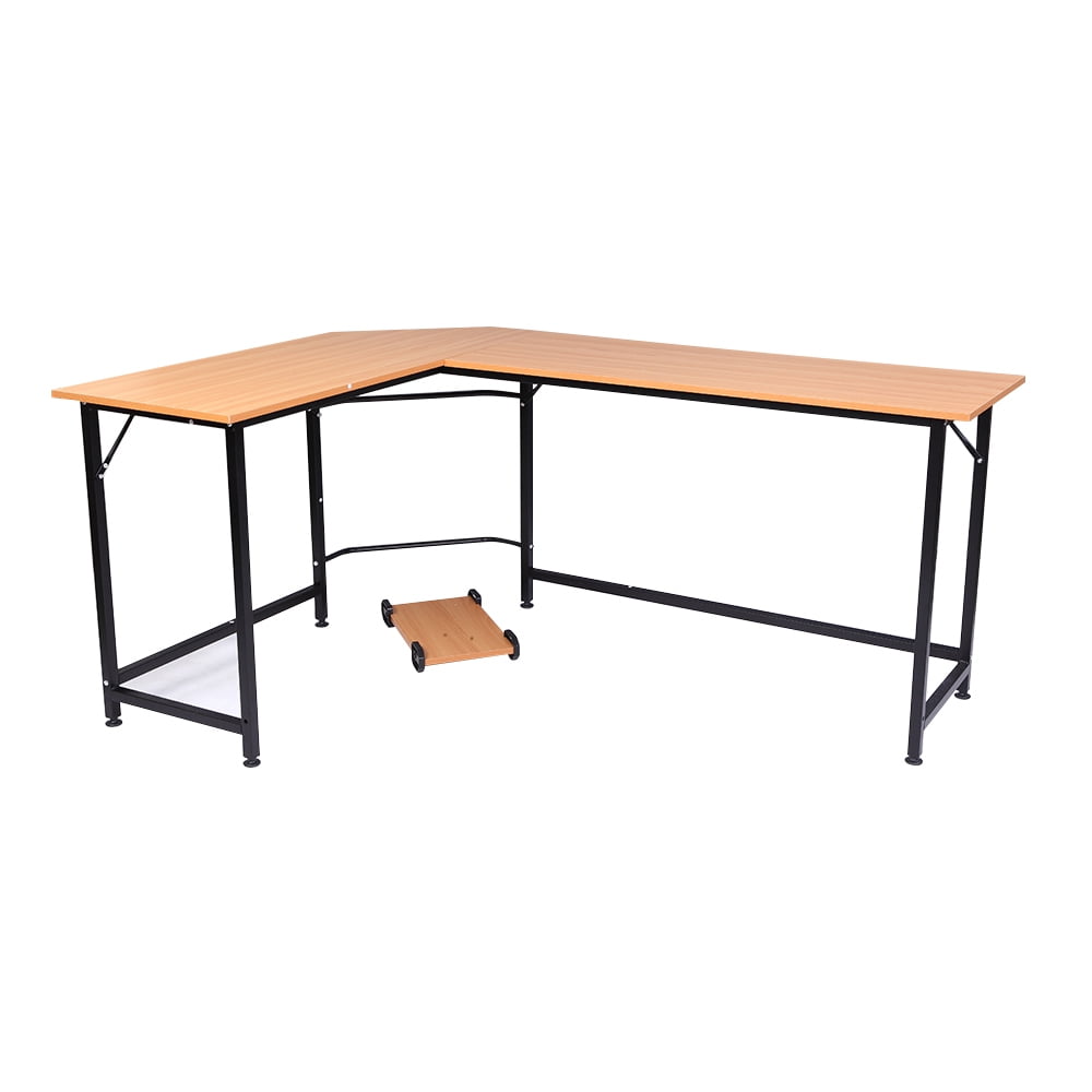 Hassch LShaped Desk Modern Office Computer Table, Natural