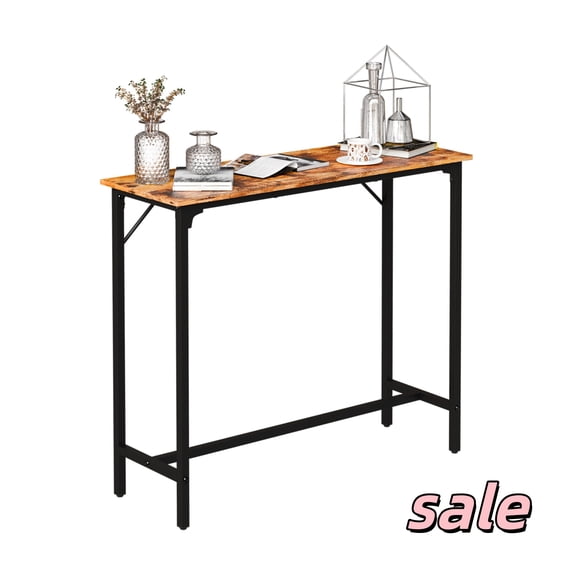 Hassch Metal Outdoor Bar Table, 39" H Pub Table with Adjustable Foot for Indoor Patio, Garden, Yard, Balcony, Poolside, Brown
