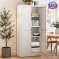 thumbnail image 1 of Hassch Metal Pantry Cabinet, 61"H Storage Cabinet with Adjustable Shelves and 2 Doors, Accent Cabinet for Kitchen, Dining Room, Living Room, White, 1 of 9