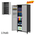 thumbnail image 1 of Hassch Metal Storage Cabinet with Wheels, 71 inch Tall Rolling Garage Cabinet with Adjustable Shelves, Lockable Tool Cabinet with 2 Doors, Modern File Cabinet for Home, Office, Shop, Black & Gray, 1 of 8