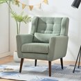 thumbnail image 1 of Hassch Mid-Century Living Room Chair, Modern Wingback Accent Chairs, Teddy Velvet Upholstered Armchair with Waist Pillow, Padded Seat and Wood Legs for Bedroom/Reading Spaces/Home Office, Light Green, 1 of 10