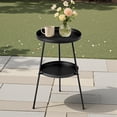 thumbnail image 1 of Hassch Mid-Century Modern 2-Tier Metal Side Table, Compact Round Patio End Table, Indoor Outdoor Plant Stand Drink Table for Apartment Cozy Corner, Black, 1 of 9