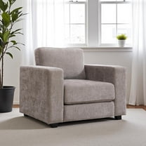 Hassch Mid-Century Modern Oversized Chenille Armchair with Padded Seat Cushion, Sturdy Wooden Frame, Accent Chair for Living Room & Home Office (Light Brown)