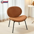 thumbnail image 1 of Hassch Mid-Century Modern Shell Chair, Upholstered Accent Lounge Chair with Fabric Seat, Wood Frame & Metal Legs, for Living Room, Bedroom, Home Office (Orange), 1 of 8