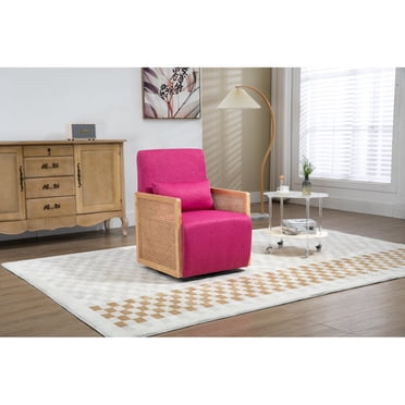 Modern Swivel Barrel Chair - White Linen, 360° Rotation, Kick-Pleated Skirt, For Living Room, Bedroom, Office