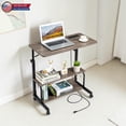 thumbnail image 1 of Hassch Mobile Computer Workstation with USB Ports & AC Outlets, 31.5-Inch Compact Laptop Desk with Storage Shelves and 2 Side Hooks, 26.4"-41.5" Height Adjustable, Gray Oak, 1 of 9