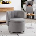thumbnail image 1 of Hassch Modern 360 Degree Swivel Accent Chair with Curved Back and Hidden Storage, Plush Barrel Chair for Home Office or Living Space (Gray), 1 of 8