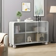 thumbnail image 1 of Hassch Modern Accent Cabinet in White, Sideboard Buffet Display Cabinet with Storage Shelf and 3 Glass Doors, for Living Room,Entryway,Dining Room, 47.25"L x 14.2"W x 29.92"H, 1 of 8