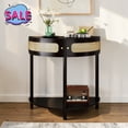 thumbnail image 1 of Hassch Modern Console Table, Small Half Moon Entryway Table with Storage, Behind Couch Table with Storage Shelf and 2 Doors for Living Room, Hallway, Foyer, Black, 1 of 10