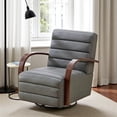 thumbnail image 1 of Hassch Modern PU Upholstered Swivel Chair with Wood Armrest and Tufted Back, 360° Swivel Metal Base, Accent Reading Armchair for Hotel, Office, Bedroom & Lounge (Gray), 1 of 10