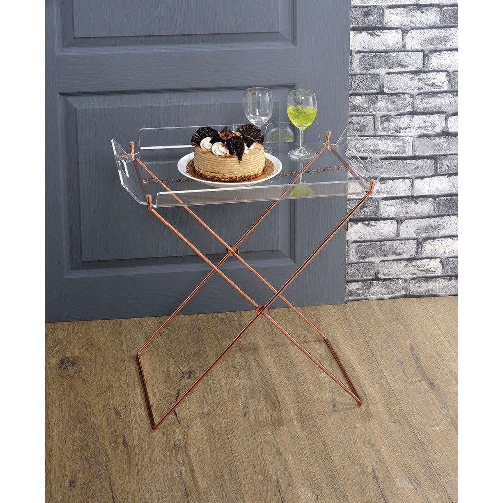 Modern Clear Acrylic Copper Tray Table Modern Clear Acrylic Copper Tray Table