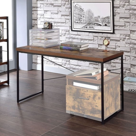 Hassch Modern Simple Writing Table Computer Desk Study Table, Rust Brown
