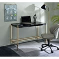 thumbnail image 1 of Hassch Modern Small Writing Desk Computer Table with Built-in USB Port & Plug Gold Frame Dressing Table, Black, 1 of 6