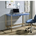 thumbnail image 1 of Hassch Modern Small Writing Desk Computer Table with Built-in USB Port & Plug Gold Frame Dressing Table, Navy Blue, 1 of 6