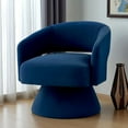 thumbnail image 1 of Hassch Modern Swivel Barrel Chair, 360 Degree Upholstered Velvet Accent Chair with Open Backrest, Living Room Comfy Single Armchair, 27.5"L x 27.5"W x 29.5"H, Navy, 1 of 7
