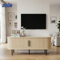 thumbnail image 1 of Hassch Modern TV Stand with 2 Doors and Storage, 58" Media Console Table for TVs up to 65", Entertainment Center for Living Room, Bedroom, Oak Color, 1 of 7