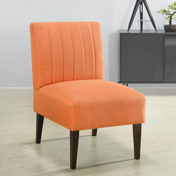 Hassch Modern Upholstered Armless Accent Chair w/ Wood Legs, Leisure Sofa Chair w/Thick Sponge Sofa, Side Chair for Living Room, Bedroom (Orange)