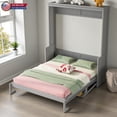 thumbnail image 1 of Hassch Morden Design Queen Size Murphy Bed with a Storage Shelf,Multifunctional Wood Bed Frame for Bedroom,Noise Free,No Box Spring Needed (Gray), 1 of 11