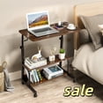 thumbnail image 1 of Hassch Movable Rolling Laptop Table with Power Outlet, Height Adjustable Computer Table with Open Shelves for Living Room Bedroom, Space Saving, Brown, 1 of 7