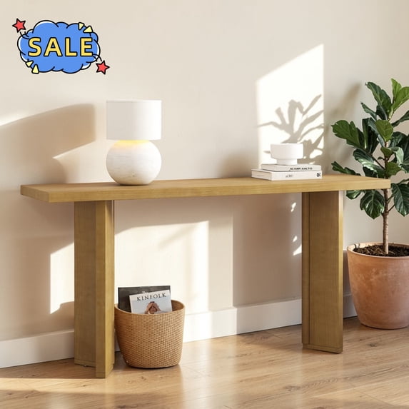 Hassch Narrow Console Table, 63" Entryway Table, Sofa Table for Hallway, Foyer, Living Room, Natural