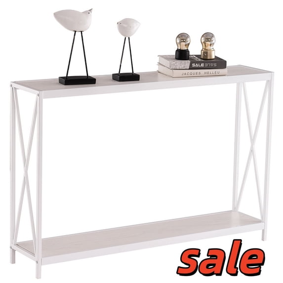 Hassch Narrow Console Table with Open Storage Shelf, ModernEntryway Table for Living Room Hallway , Saving Space, White