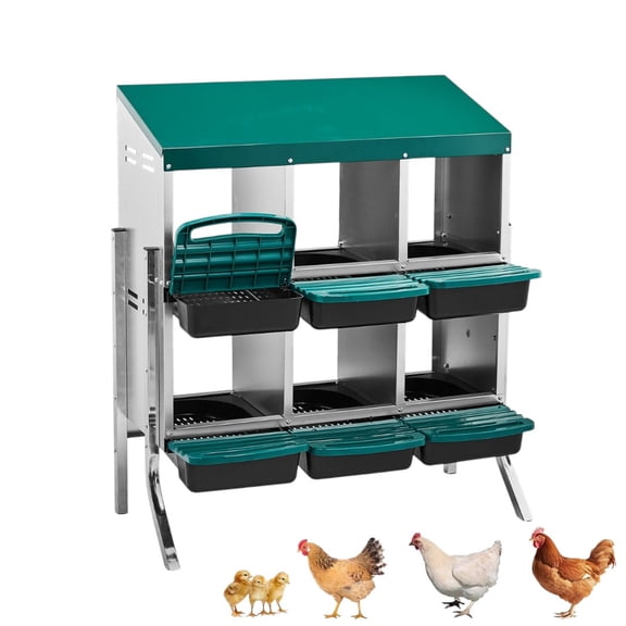 Hassch Nesting Boxes for Chickens, 6-Compartments Chicken Laying Boxes with Legs & Removable Tray, Easy Maintenance & Assembly, for Outdoor Hens Coop Farm Yard, Green