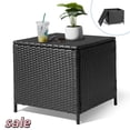 thumbnail image 1 of Hassch Outdoor PE Wicker End Table with Storage & Iron Frame,27 Gallon Square Side Table for Patio Porch Lawn, Black, 1 of 7