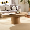 thumbnail image 1 of Hassch Oval Coffee Table, Modern Center Table with Wood Veneer Top and Sturdy Pedestal, 47.24"L x 26.77"W x 15.75"H, Natural Finish, 1 of 7
