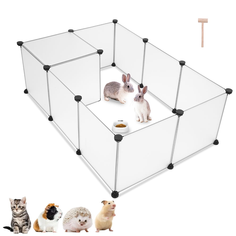 Hassch Pet Playpen, Portable Small Animals Playpen, Customizable Shape Pet Fence Yard Fence for Guinea Pigs, Bunny, Ferrets, Mice, Hamsters, Hedgehogs, Puppies, Turtles-12 Panels (White)
