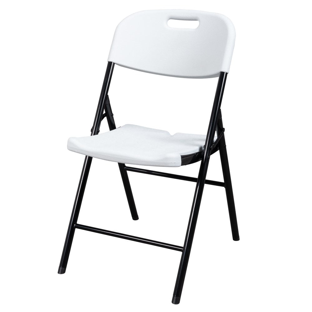 Set of 4 Black and White Plastic Folding Chairs