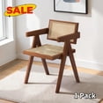 thumbnail image 1 of Hassch Rattan Chair with Wood Frame, Comfy Dining Armchair, Modern Lounge Chair for Kitchen, Living Room, Walnut, 1 of 7