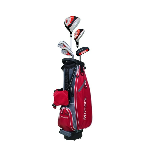 Hassch Right Hand Junior Golf Club Set With Stand Bag, 8 -10 Years, Red