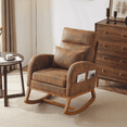 thumbnail image 1 of Hassch Rocking Chair with Side Pocket, Linen Fabric Upholstered Glider Rocker, Modern Accent Chair with High Back, Lounge Chair for Bedroom, Living Room, Orange, 1 of 8